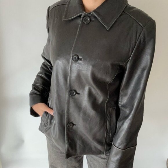 Vintage Anne Klein Genuine Black Leather Jacket - Picture 5 of 16